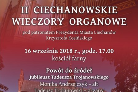 Afisz informujący o II Ciechanowskich Wieczorach Organowych