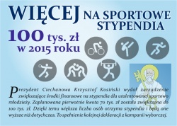 Więcej na sportowe stypendia