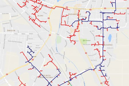 Mapa sieci ciepłowniczej w mieście