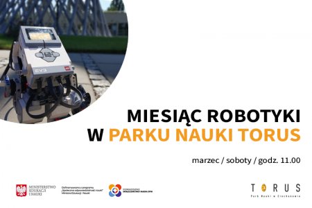 Afisz projektu z tekstową informacją o miejscu i czasie wydarzenia. W lewym górnym rogu zdjęcie robota.